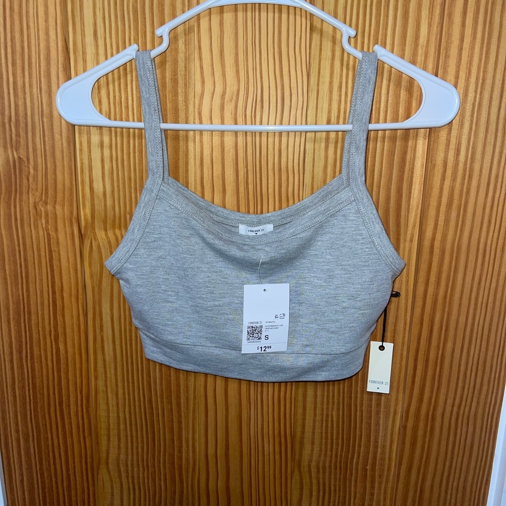 Cute crop top sports bra, light grey Forever 21 size S